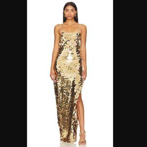 NBD Gold Sequin Maxi Dress